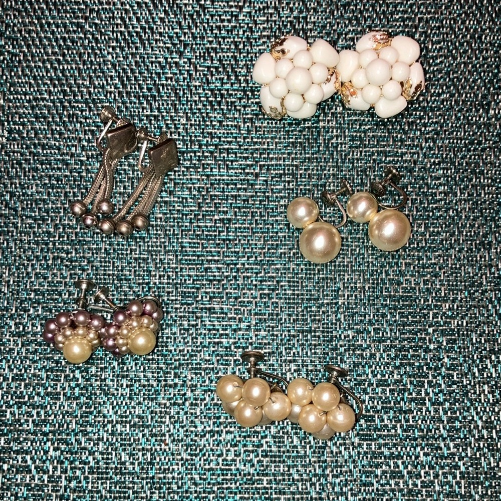 vintage 50s clip-on and screw back earrings